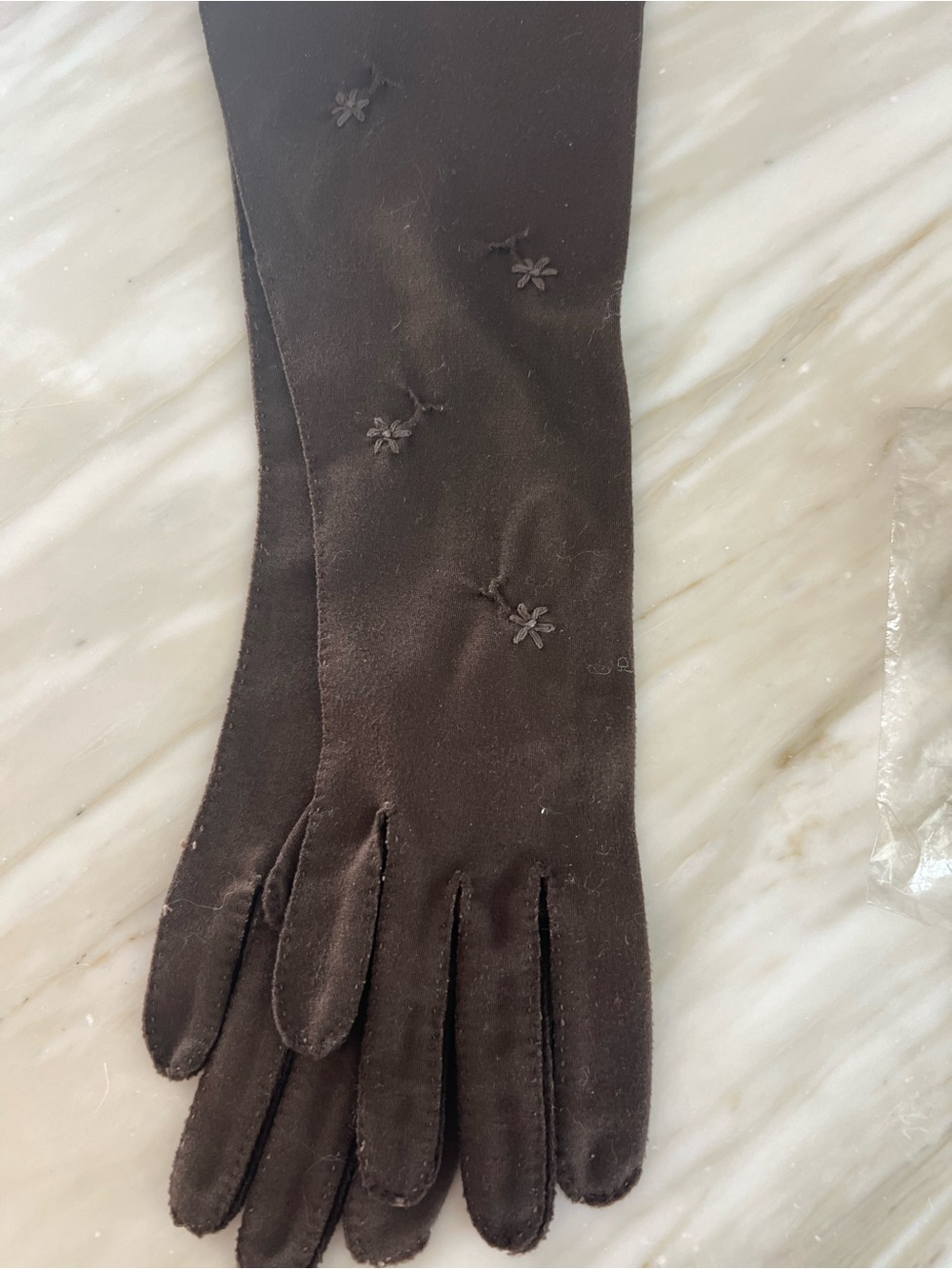 Classic Women's Brown Floral Embroidered Gloves